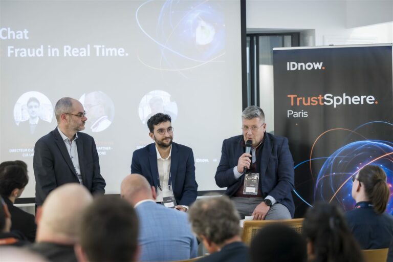 "Fraud in Real Time" panel on stage in front of the audience at TrustSphere Paris 2025